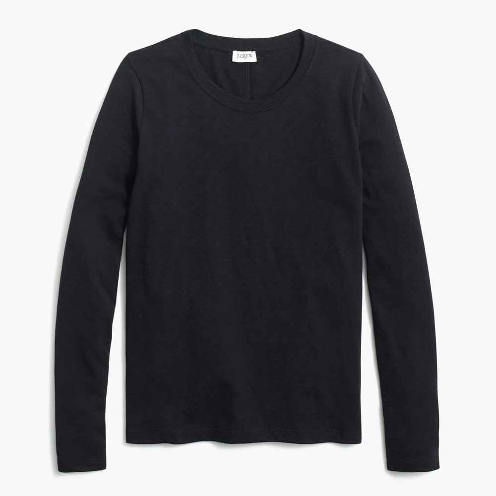J. Crew XS Charcoal Girlfriend Tee long sleeve solid soft tshirt crewneck t